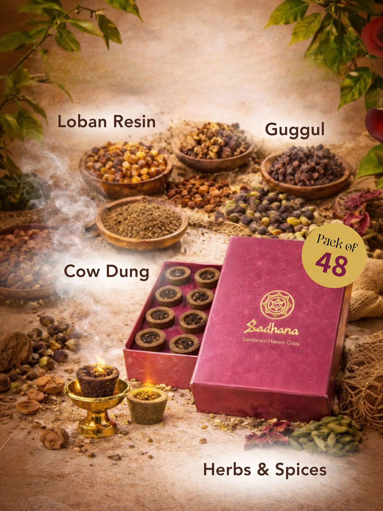 Sadhana Sambrani Havan Cups (48 pcs) – 100% Natural Pooja Dhoop - Image 5