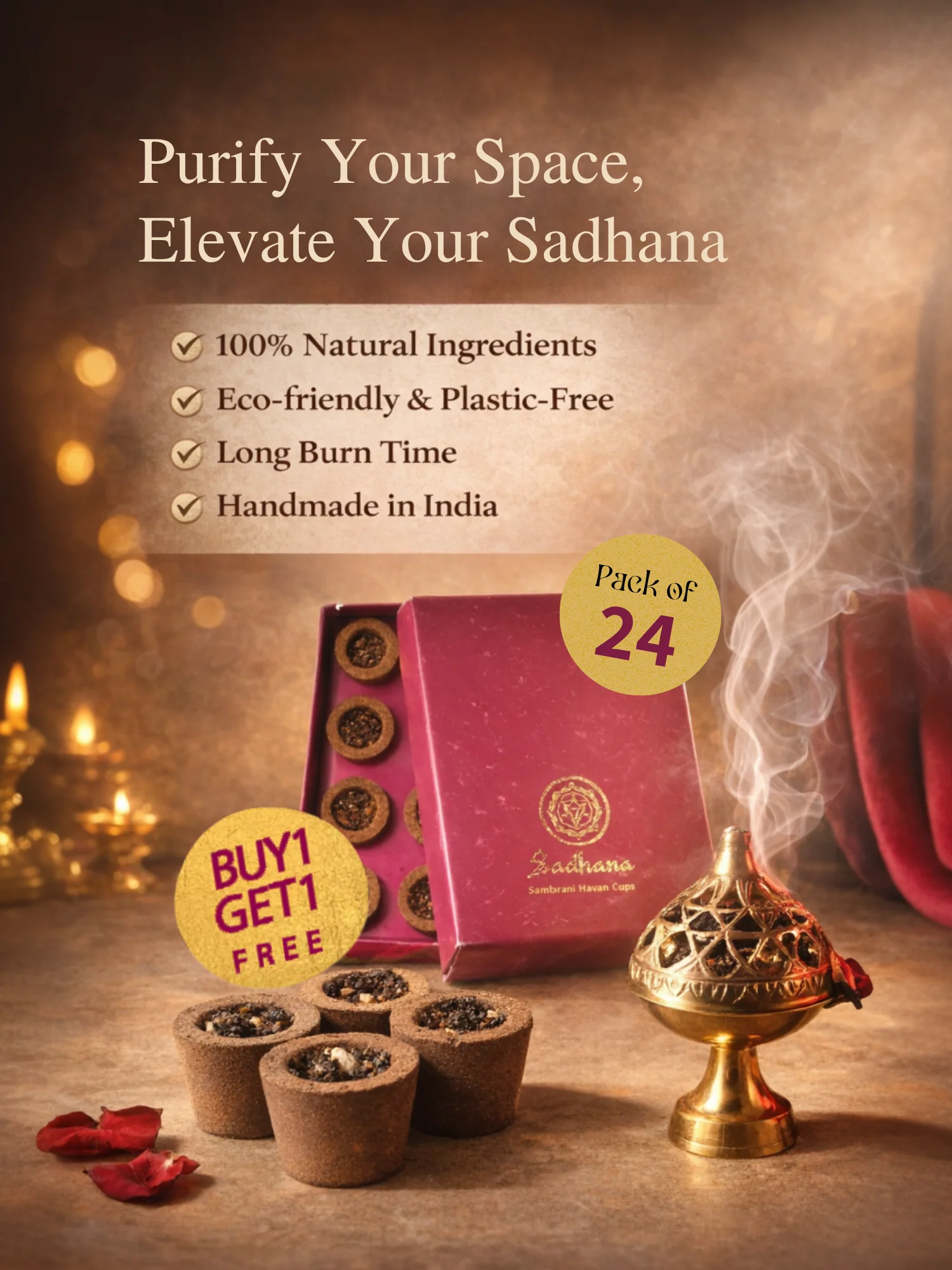 Sadhana Sambrani Havan Cups (24 pcs) – 100% Natural Pooja Dhoop - Image 7