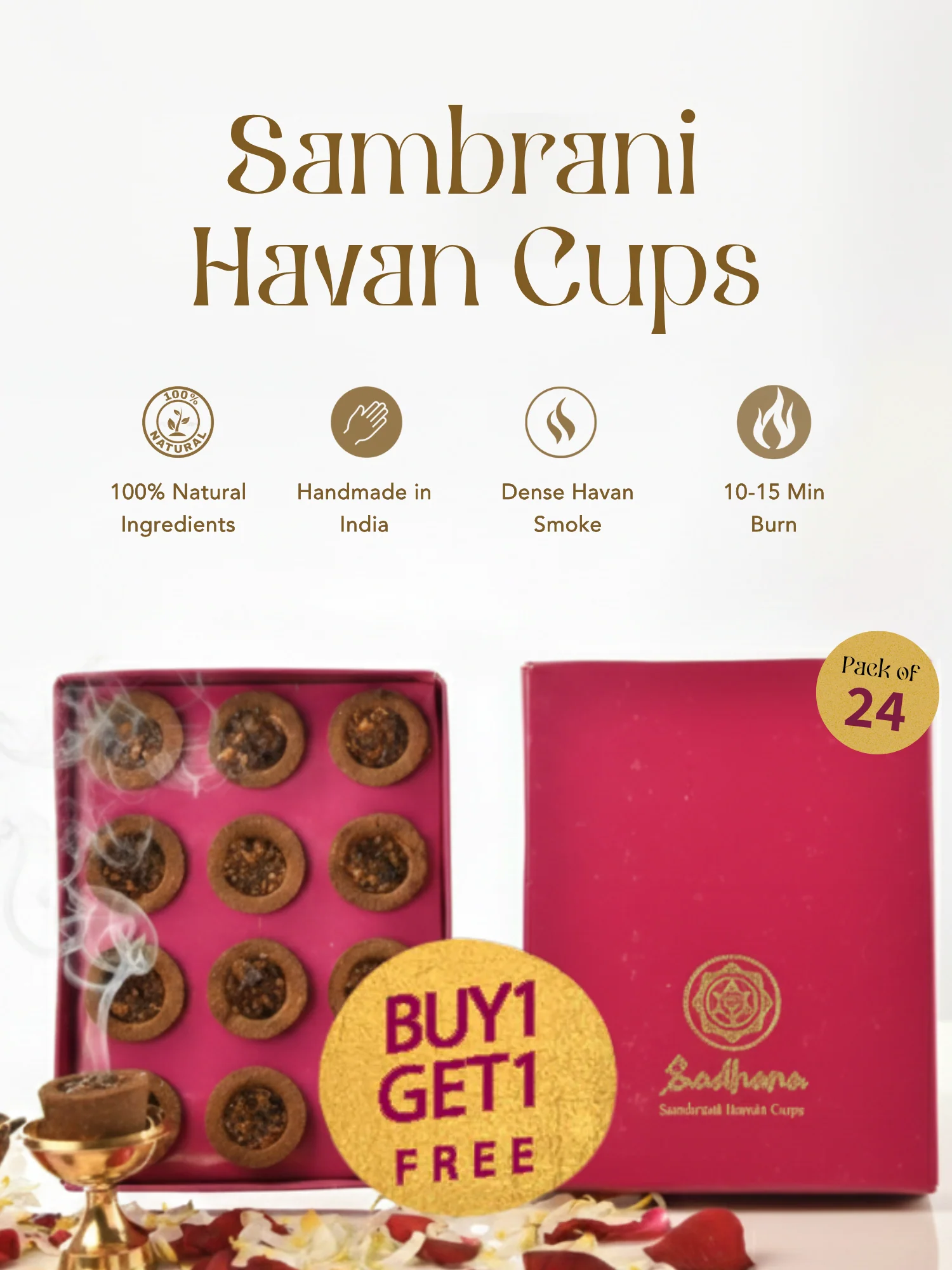 Sadhana Sambrani Havan Cups (24 pcs) – 100% Natural Pooja Dhoop - Image 8